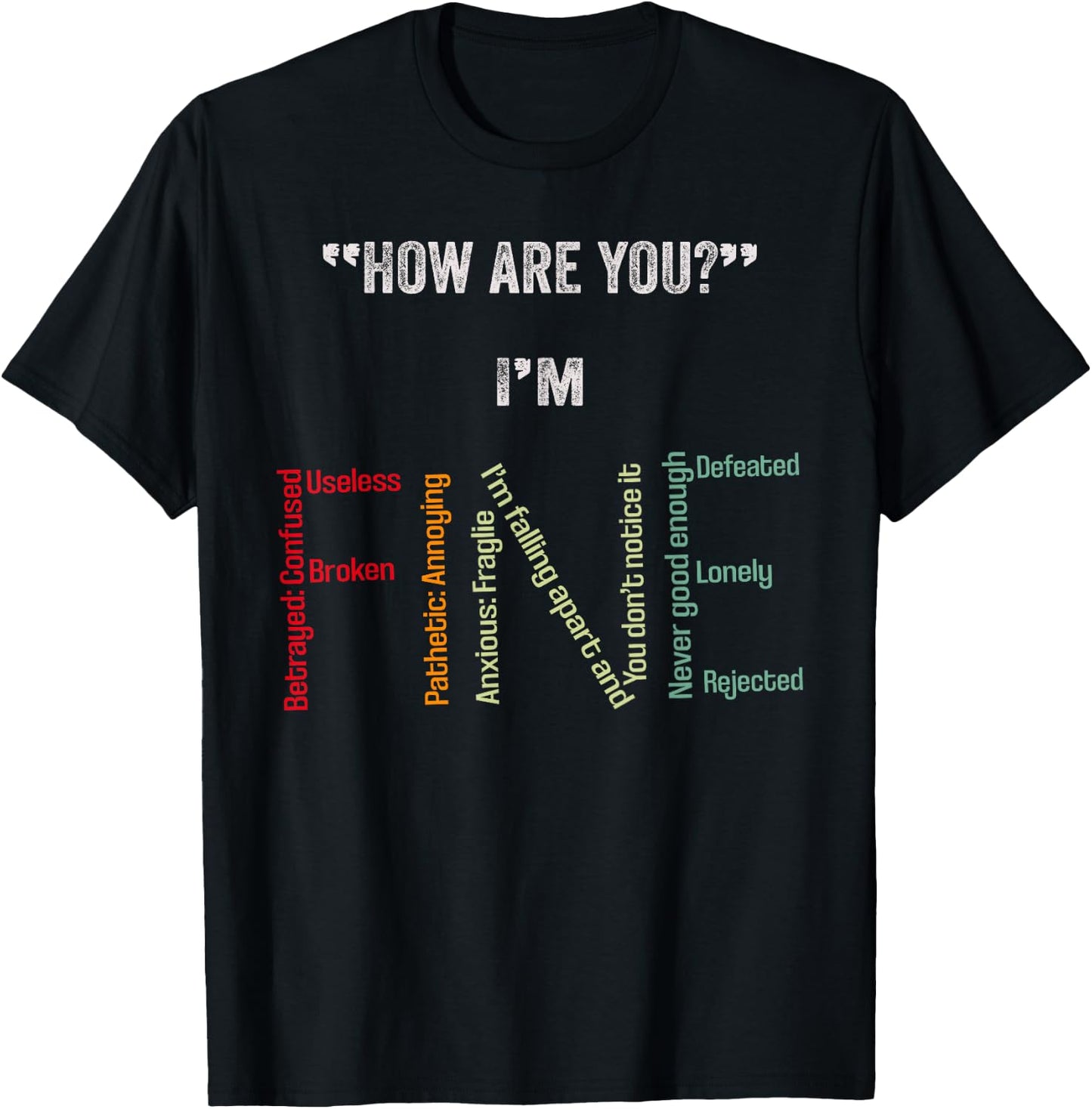 I'm Fine Suicide Prevention Mental Health Awareness T-Shirt - T-Shirt | Black