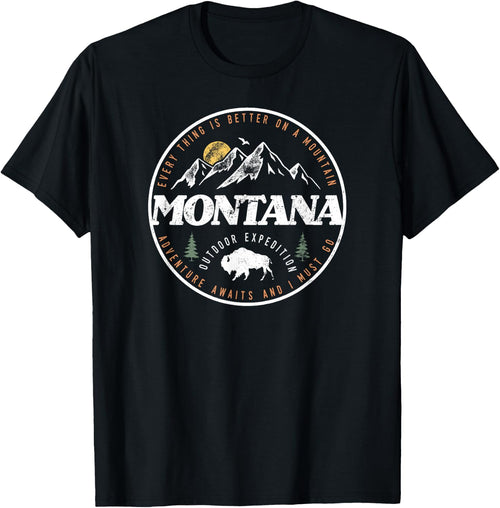 Montana Retro Vintage Mountain Outdoors State Graphic