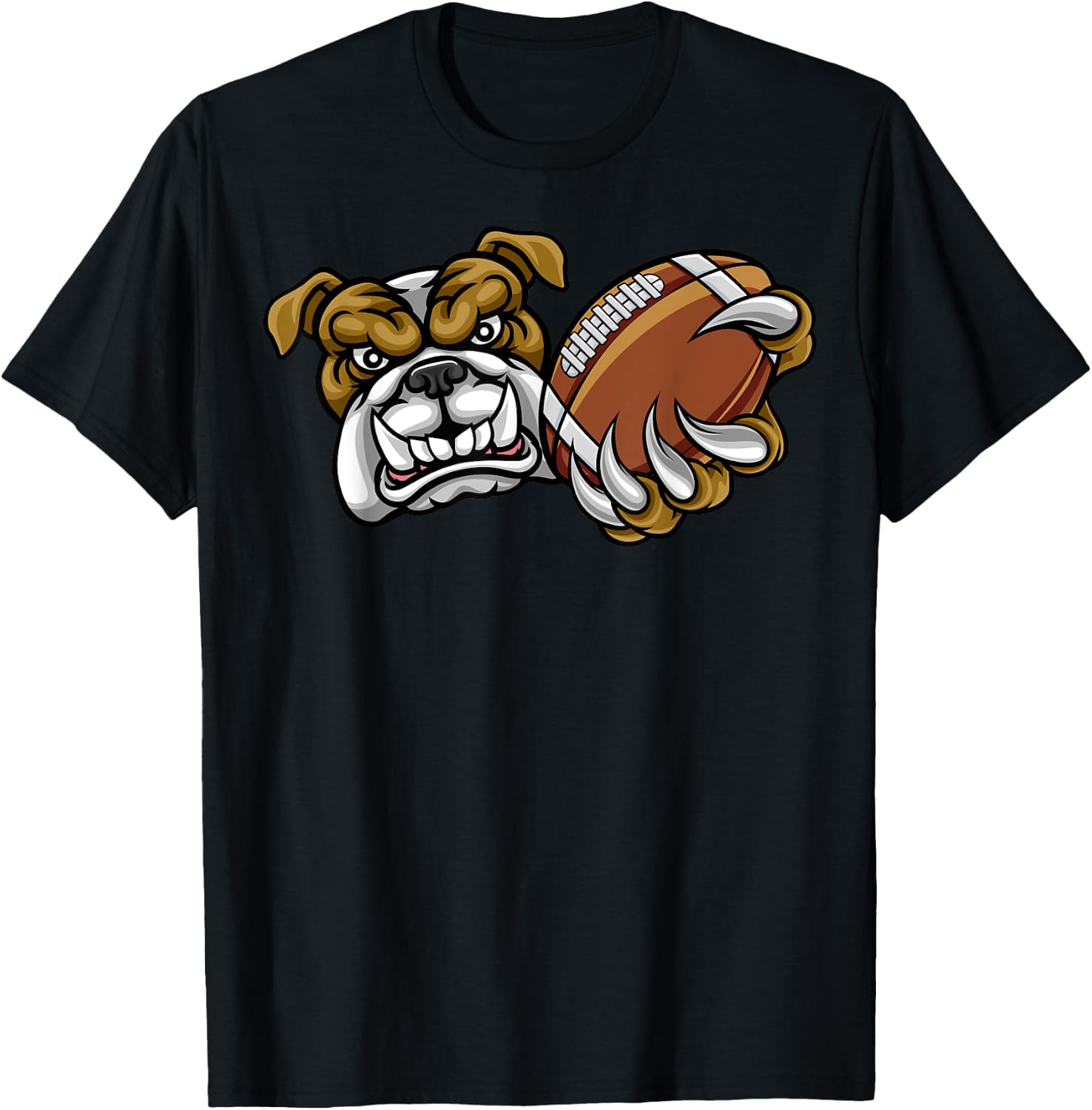 Bulldog American Football Mascot Women Girls Kids T-Shirt - T-Shirt | Black