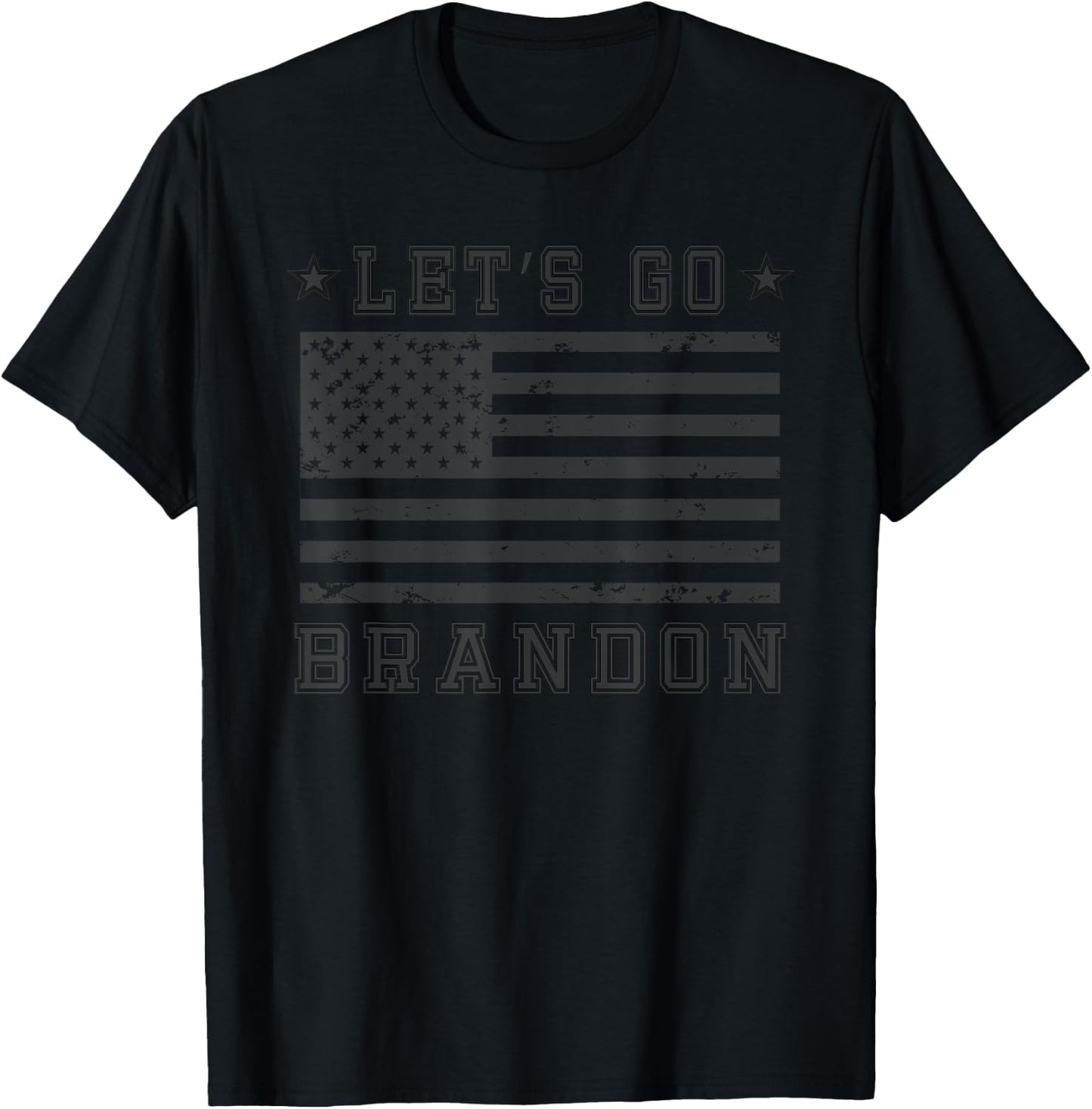 Lets Go Brandon Biden Chant Blackout American Flag T-Shirt - T-Shirt | Black