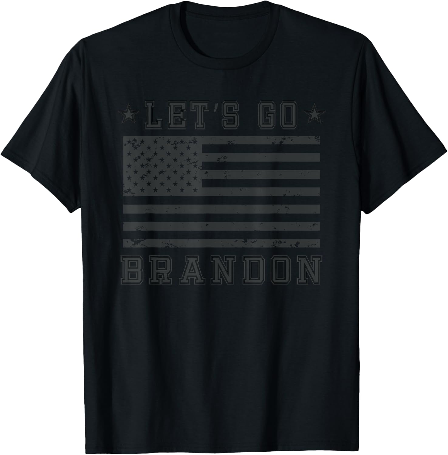 Lets Go Brandon Biden Chant Blackout American Flag T-Shirt - T-Shirt | Black