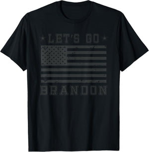 Lets Go Brandon Biden Chant Blackout American Flag T-Shirt - T-Shirt | Black