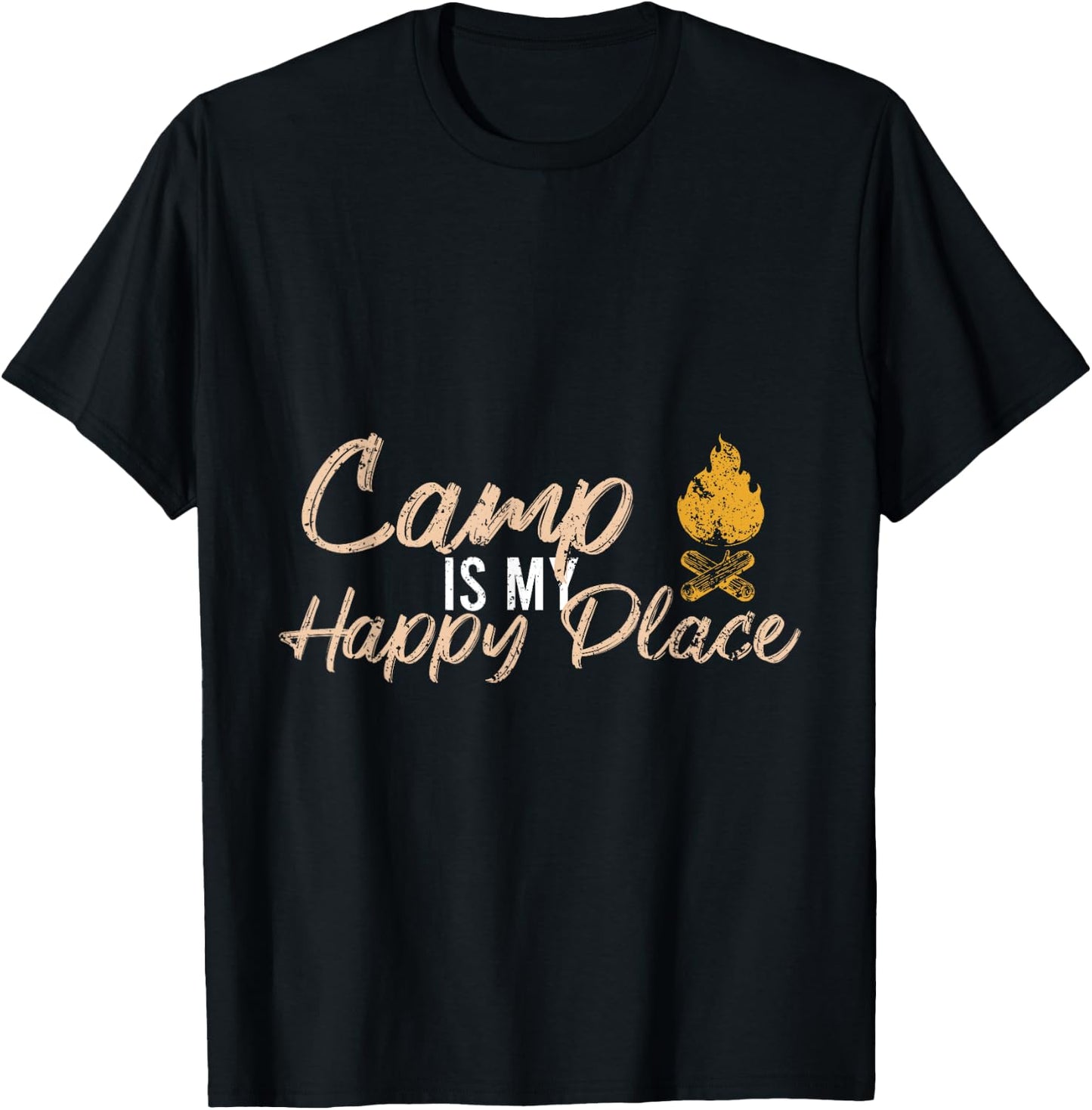 Camp Is My Happy Place Camping T-Shirt - T-Shirt | Black