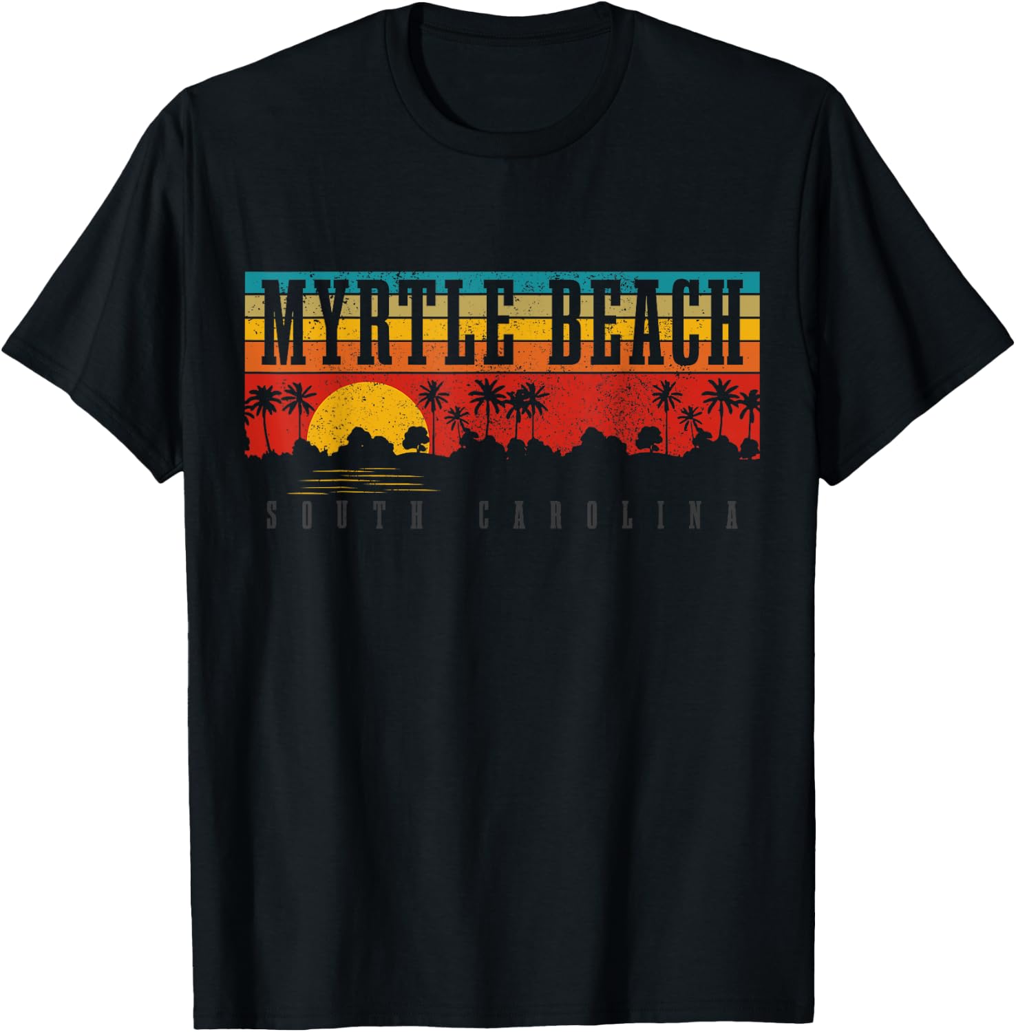 Myrtle Beach South Carolina Vintage Retro Surfing T-Shirt - T-Shirt | Black