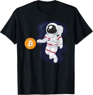 Astronaut BTC To The Moon - Crypto Trader Bitcoin Investor T-Shirt - T-Shirt | Black
