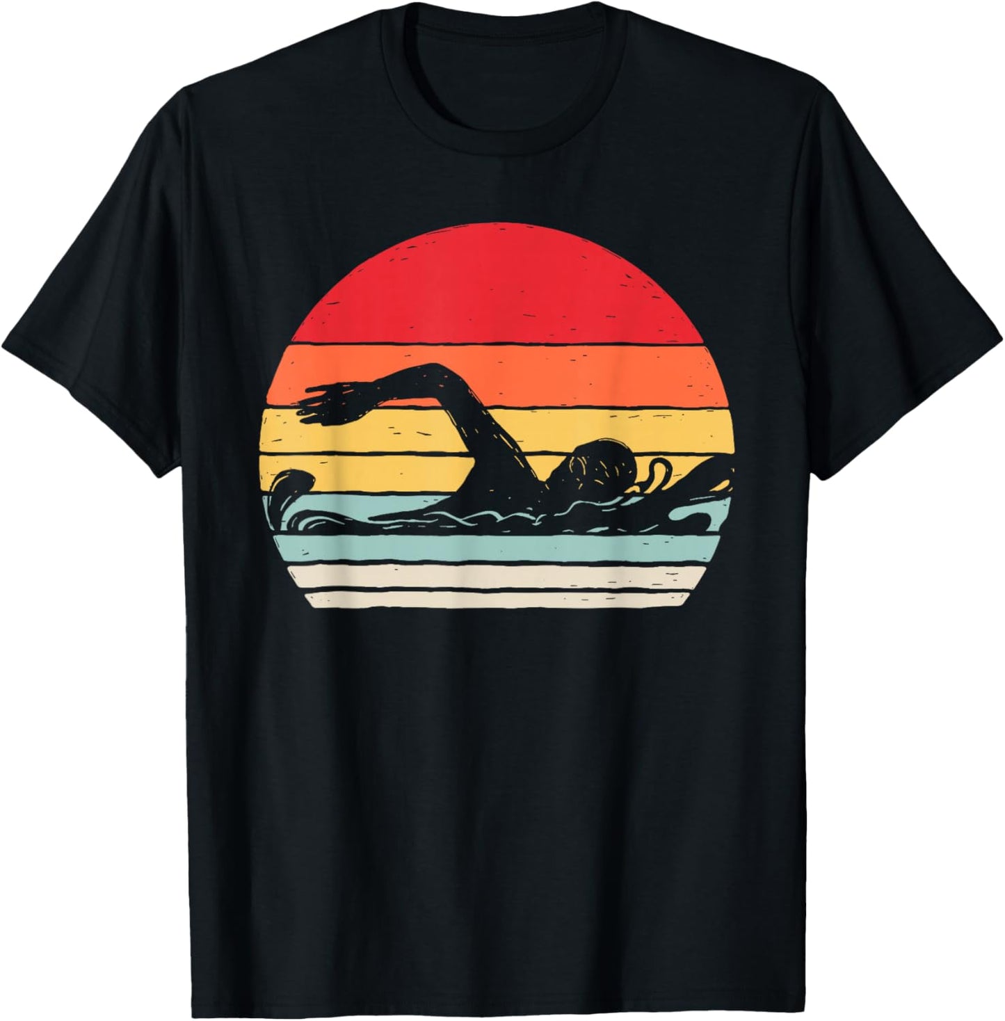 Vintage Retro Swimming Shirt Swimmer Gift T-Shirt - T-Shirt | Black