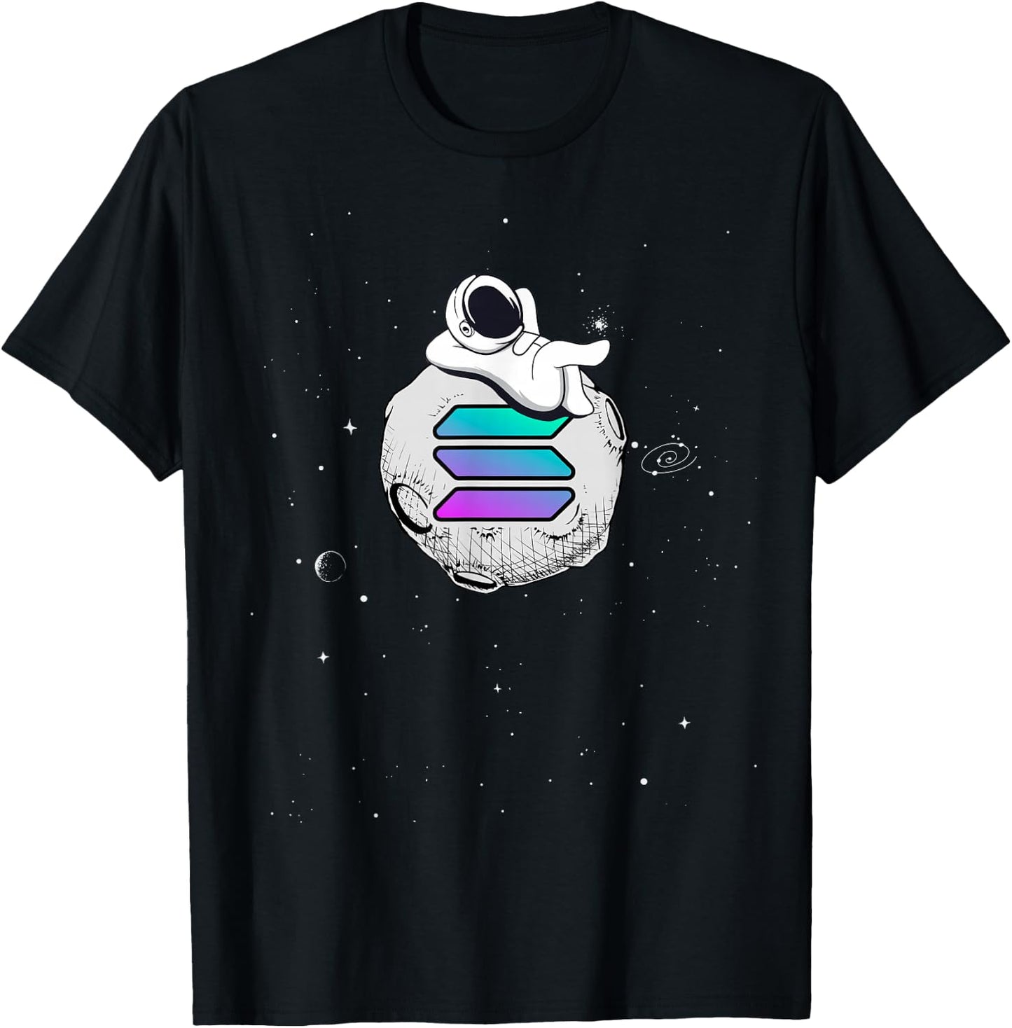 Cryptocurrency Fun Relaxing Space Man On Solana Moon T-Shirt - T-Shirt | Black