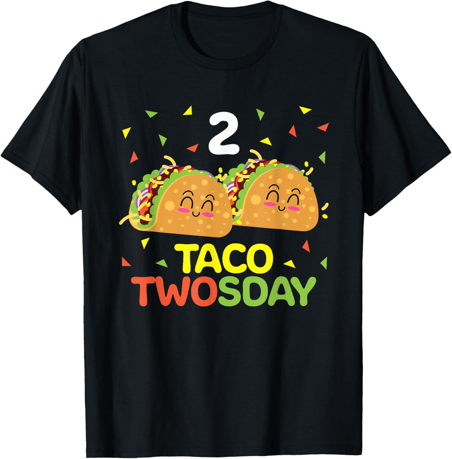 Taco Twosday 2nd Birthday Gifts for Kids Toddler Boy Girl T-Shirt - T-Shirt | Black