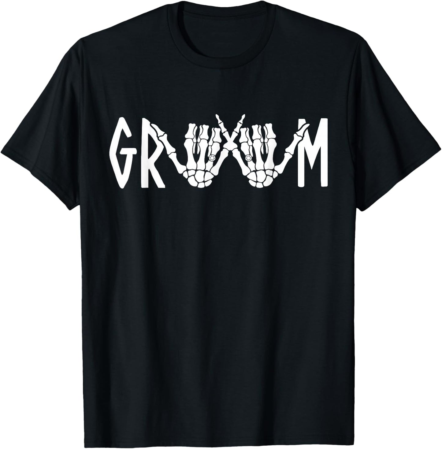 Groom Bride Skeleton Gothic Wedding Engagement Halloween T-Shirt - T-Shirt | Black