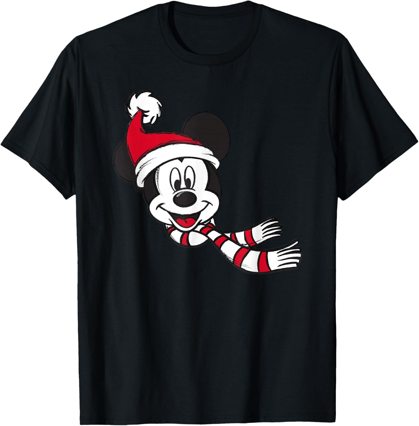 Disney - Mickey Mouse Santa Hat Holiday T-Shirt - T-Shirt | Black