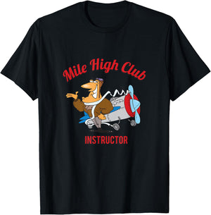 Mile High Club Instructor Funny Pilot Shirt Shirt T-Shirt - T-Shirt | Black