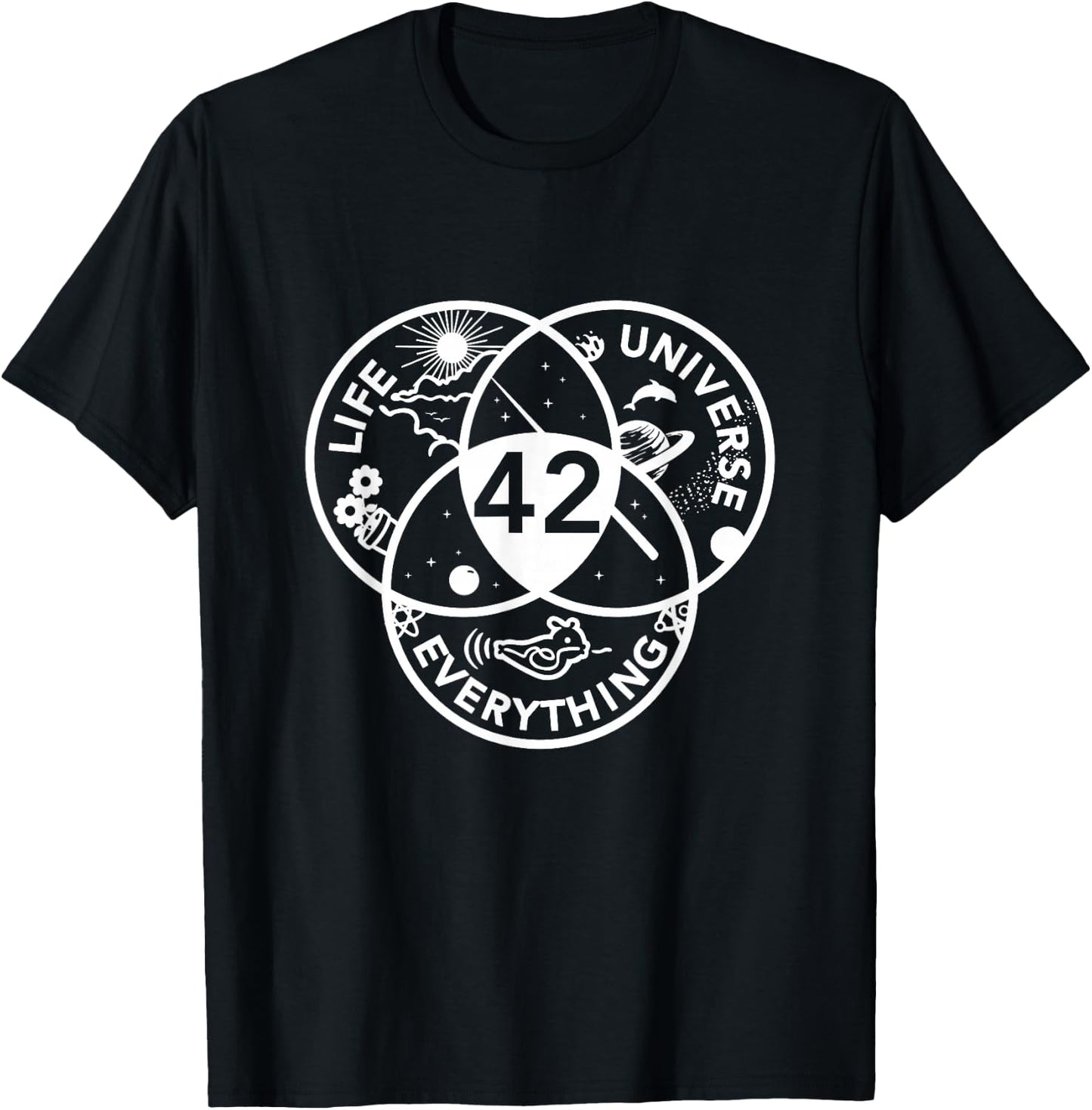 42 Answer to All Questions - Life Universe Everything T-Shirt - T-Shirt | Black