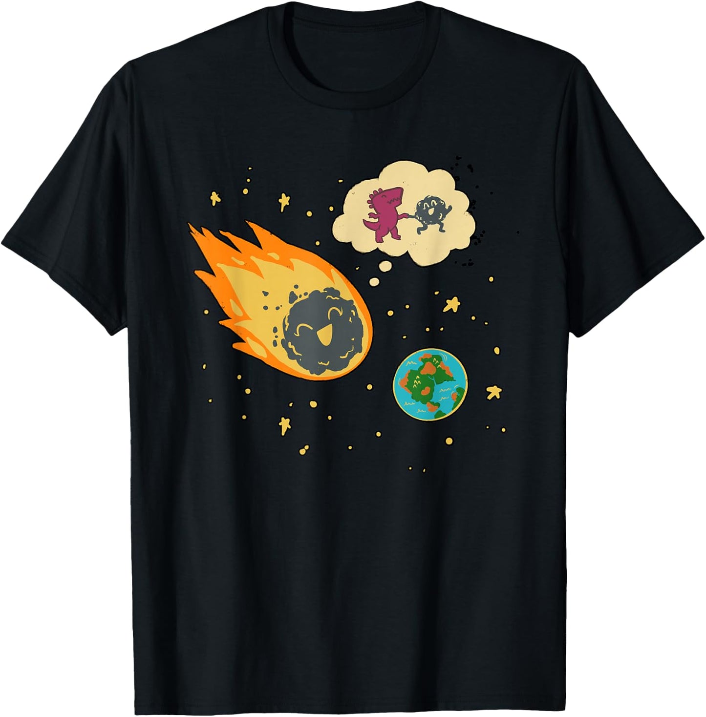 Meteor Hitting Earth - Funny Dinosaur Extinction Science T-Shirt - T-Shirt | Black