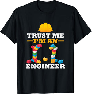 Engineer Master Builder Construction Building Bricks Blocks T-Shirt - T-Shirt | Black