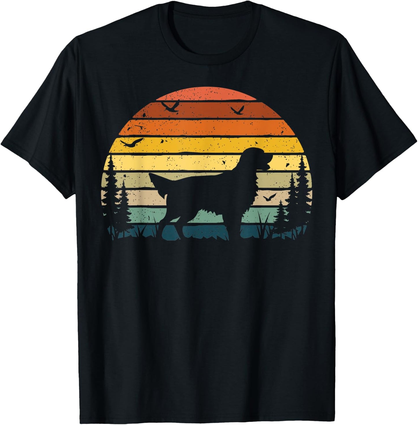 Flat-coated Retriever Dog Retro Vintage Men Women T-Shirt - T-Shirt | Black