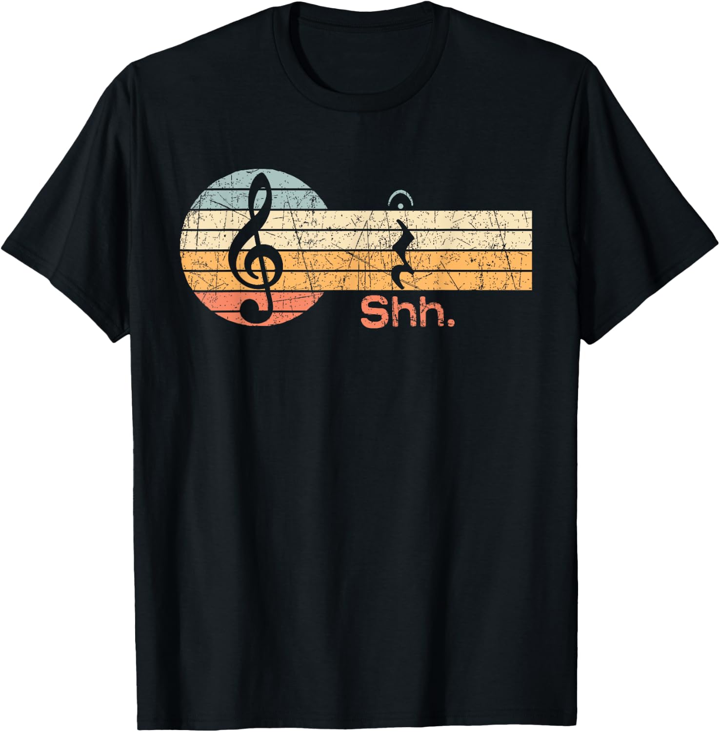 Funny Music Shh Quarter Rest and Fermata Notation Musician T-Shirt - T-Shirt | Black