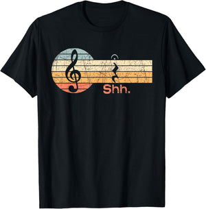 Funny Music Shh Quarter Rest and Fermata Notation Musician T-Shirt - T-Shirt | Black