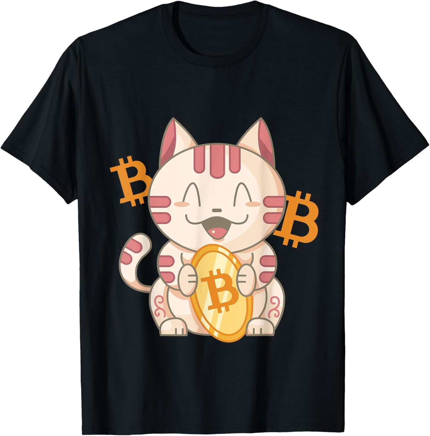 Lucky Chinese Bitcoin Cat T-Shirt - T-Shirt | Black