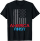 America First Patriotic American Flag Stars And Stripes USA Men T-Shirt - T-Shirt | Black