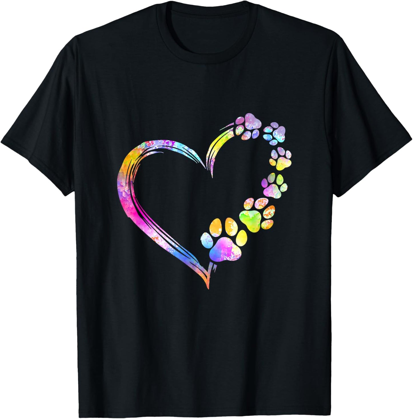Dog Mom Dad Puppy Love Dogs Paw Print Heart Tie Dye Design Men Women T-Shirt - T-Shirt | Black