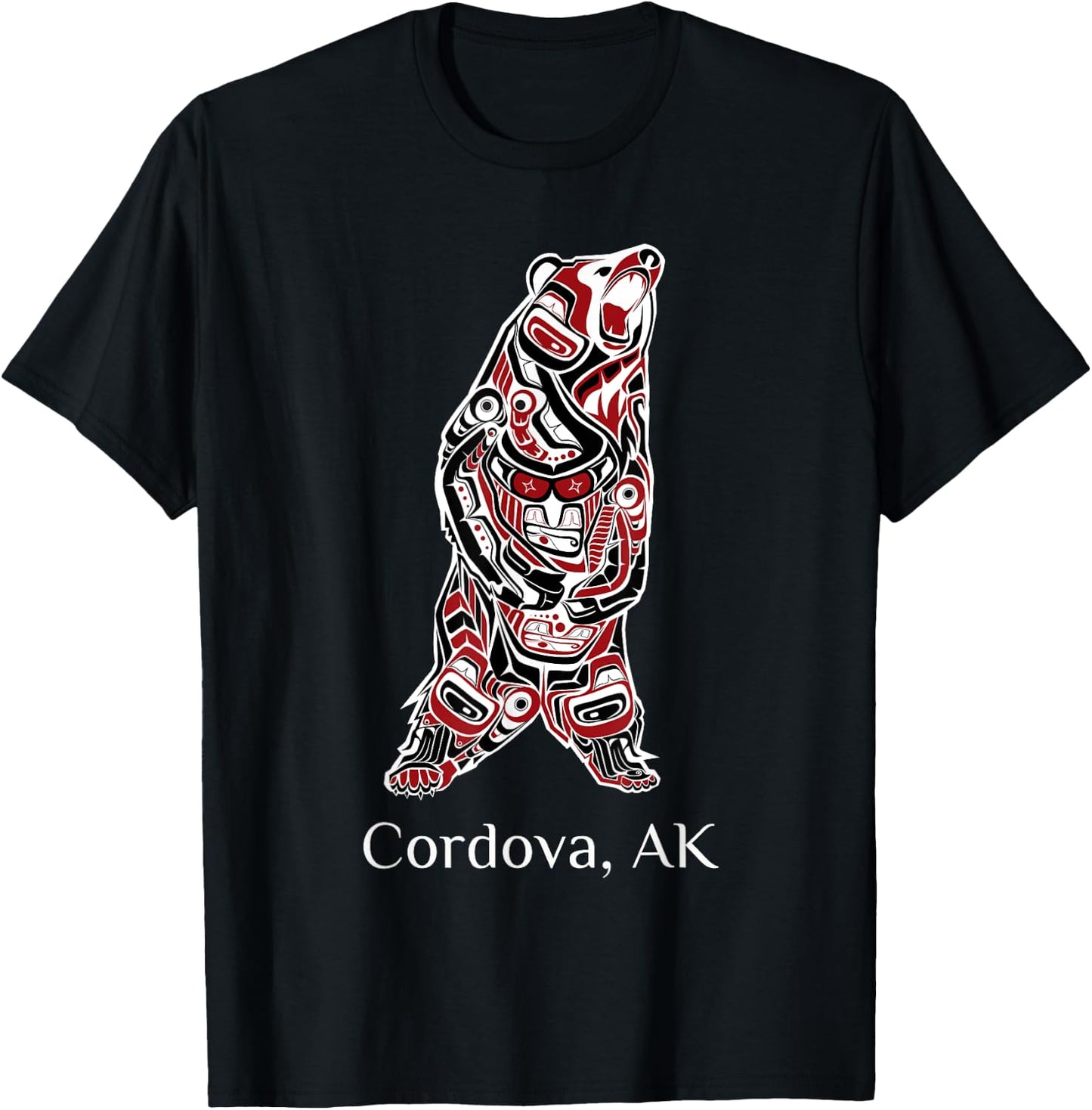 Cordova, Alaska Native American Indian Grizzly Brown Bear T-Shirt - T-Shirt | Black