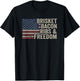 Brisket Bacon Ribs & Freedom - Grill BBQ Funny Meat Smoking T-Shirt - T-Shirt | Black