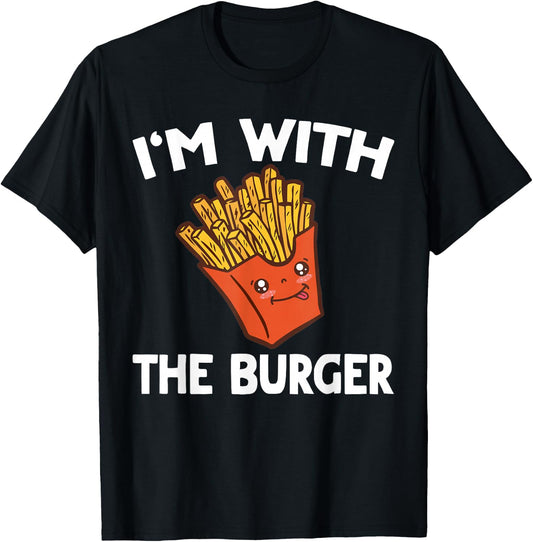 Burger & Fries Matching His & Hers Couples T-Shirt - T-Shirt | Black