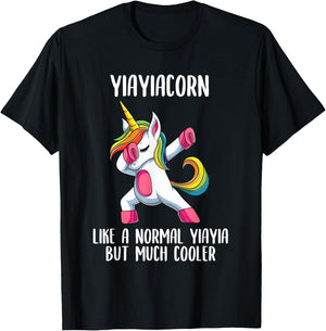 Unicorn Yiayia Girl Birthday Party Apparel Greek YiayiaCorn T-Shirt - T-Shirt | Black