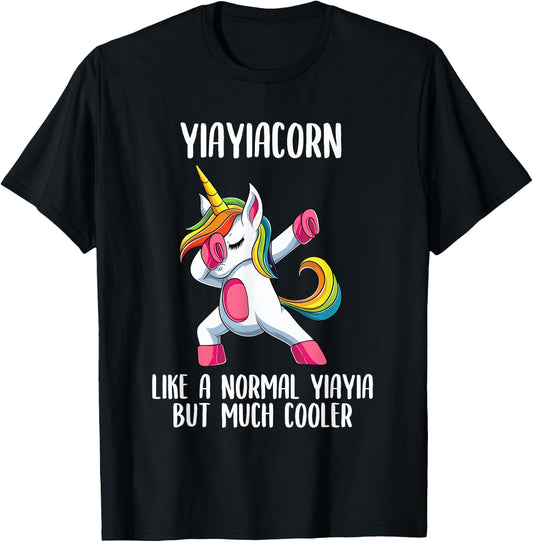 Unicorn Yiayia Girl Birthday Party Apparel Greek YiayiaCorn T-Shirt - T-Shirt | Black