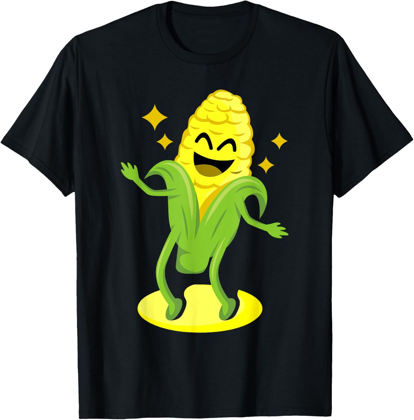Cool Corn Art Men Women Farmer Dancing Corn On Cob Farming T-Shirt - T-Shirt | Black