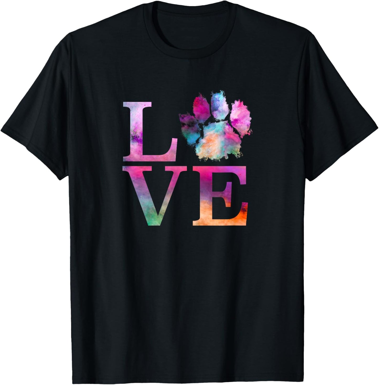 Love Dog Paw Print Shirt Colorful Messy Animal Gifts Women T-Shirt - T-Shirt | Black