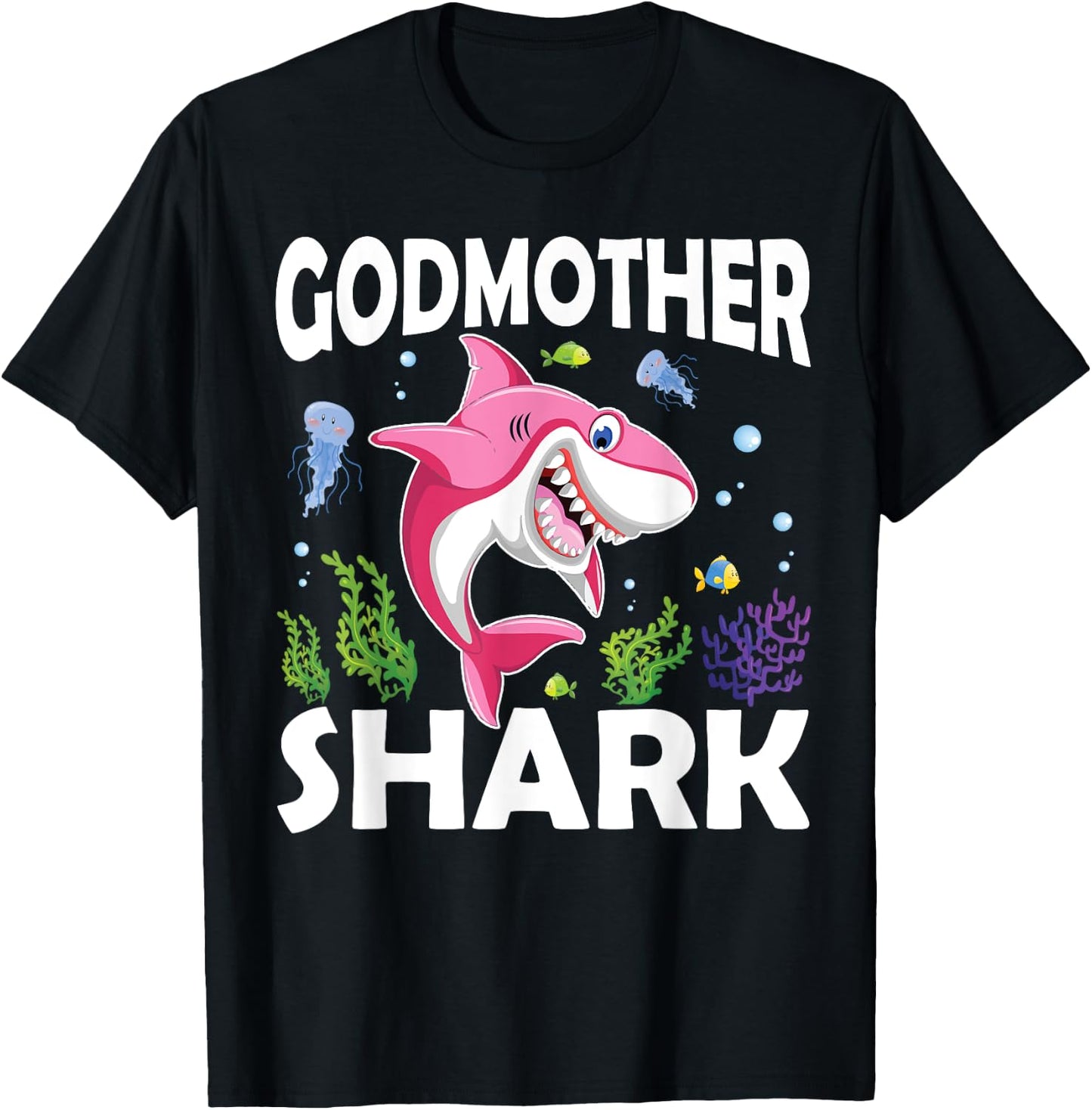 Love Smile Nice Fish Godmother Shark In The Sea T-Shirt - T-Shirt | Black