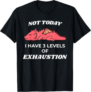 Kawaii Dragon 3 Levels of Exhaustion Tabletop Dungeons T-Shirt - T-Shirt | Black