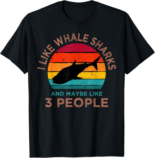 Whale Shark Lover Retro Largest Fish Colossal Sea Animal T-Shirt - T-Shirt | Black