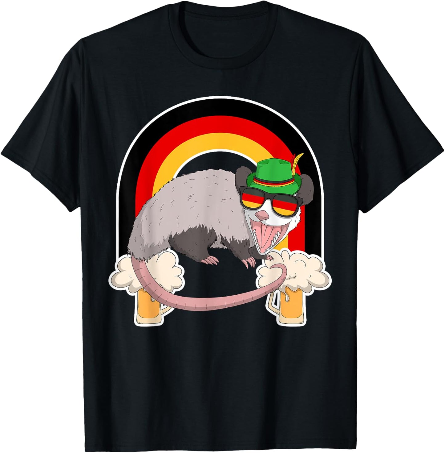 Possum Beer Oktoberfest Prost German Flag Funny Opossum Gift T-Shirt - T-Shirt | Black