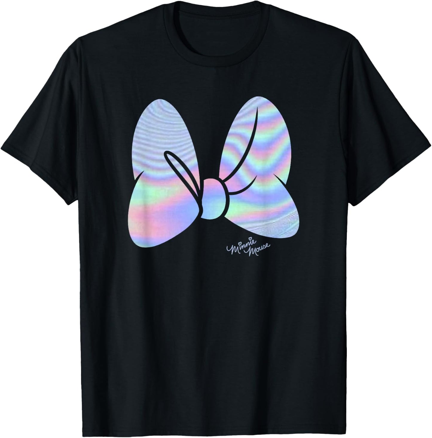 Disney Minnie Mouse Holographic Neon Minnie Bow T-Shirt - T-Shirt | Black