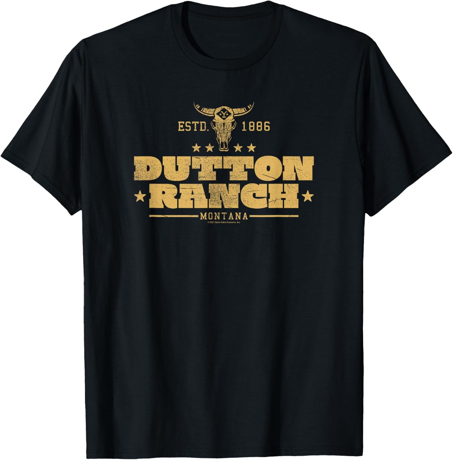 Yellowstone Dutton Ranch Montana Est. 1886 Center Gold Logo T-Shirt - T-Shirt | Black
