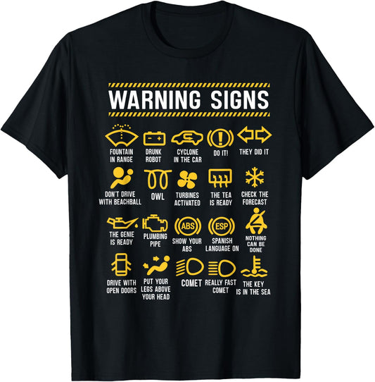 Warning Signs 101 Funny Car Mechanic T-Shirt - T-Shirt | Black