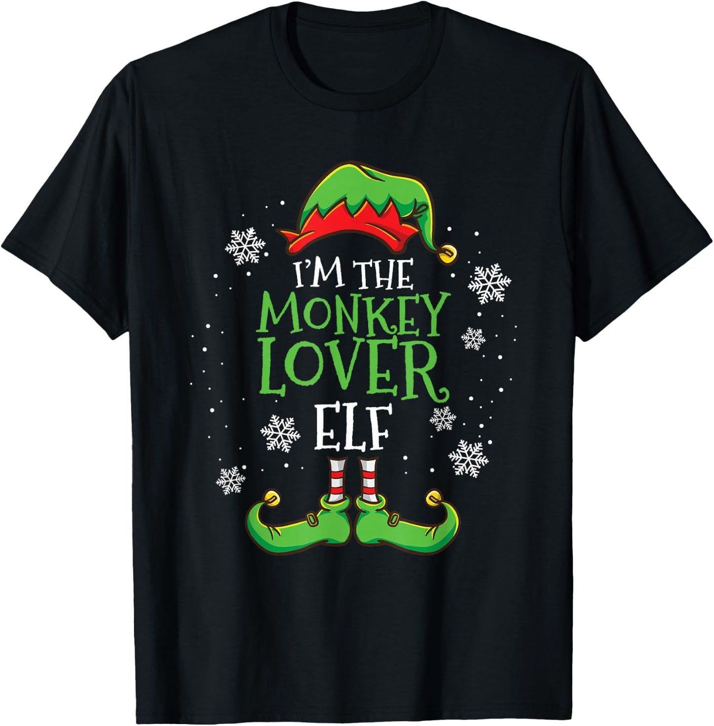 Im The Monkey Lover Elf Christmas T-Shirt - T-Shirt | Black