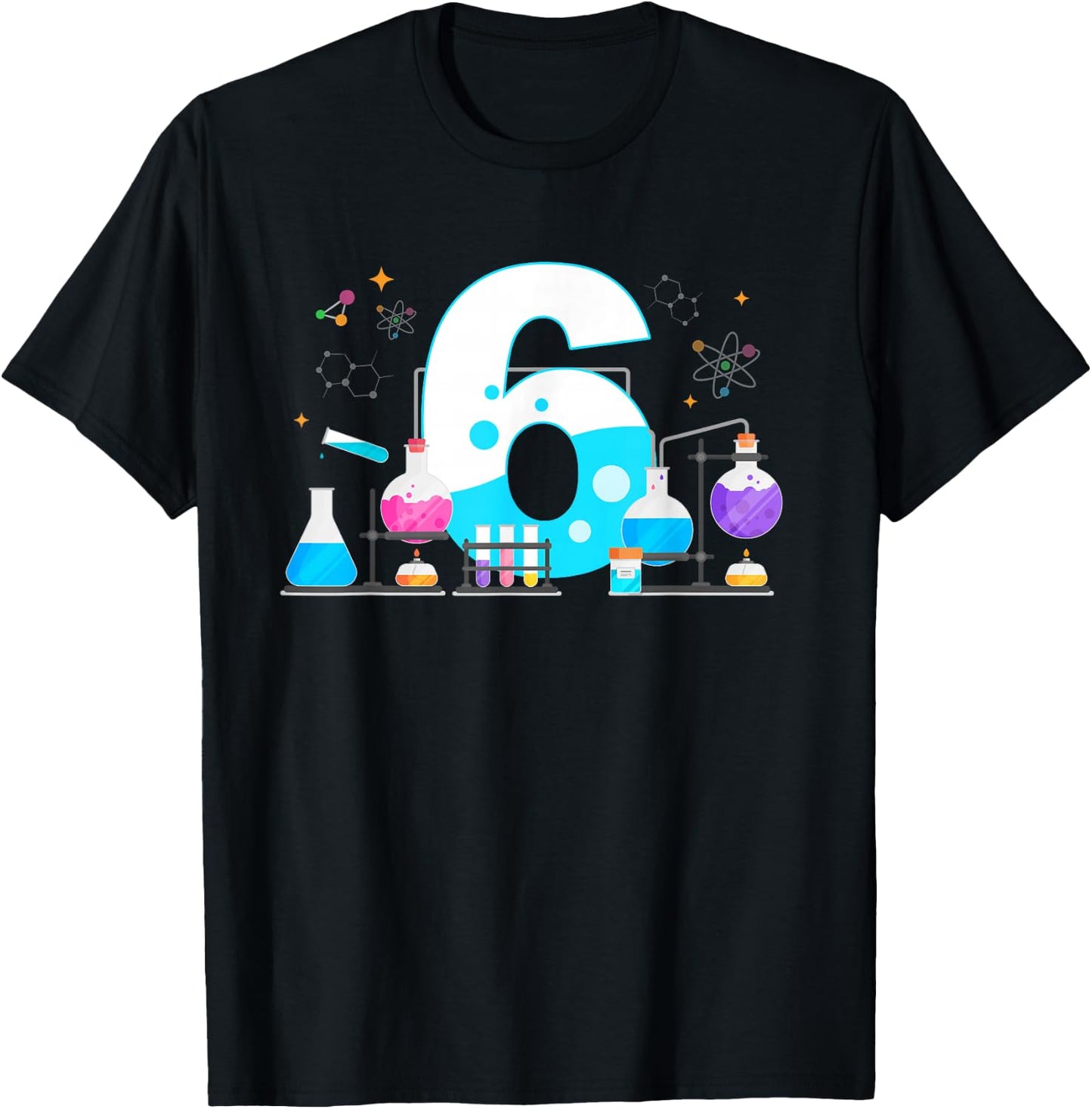 6 Year Old Kids Scientist 6th Birthday Kids Science T-Shirt - T-Shirt | Black