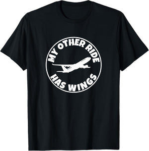 My Other Ride Has Wings, Commercial Airplane Pilot T-Shirt - T-Shirt | Black