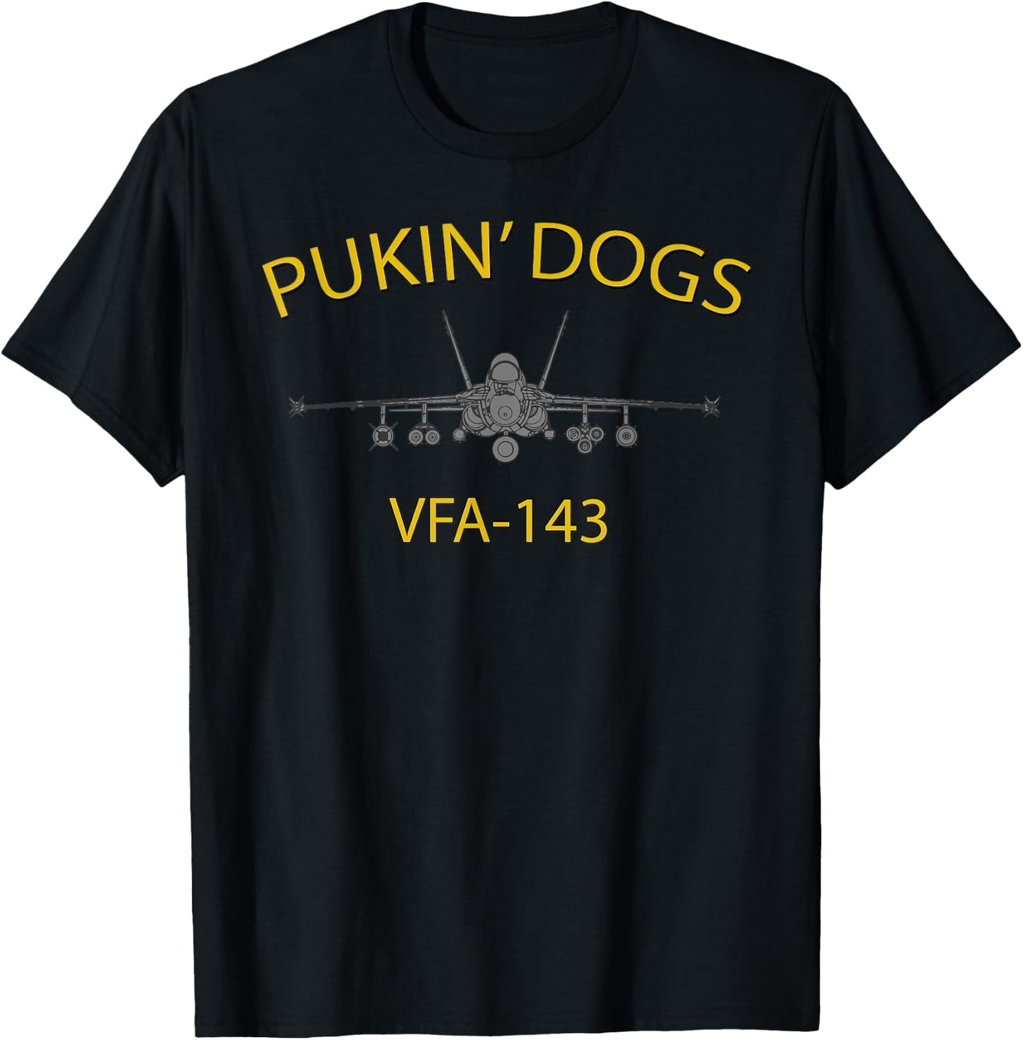 VFA-143 "Pukin' Dogs" Squadron F-18 Super Hornet T-Shirt - T-Shirt | Black