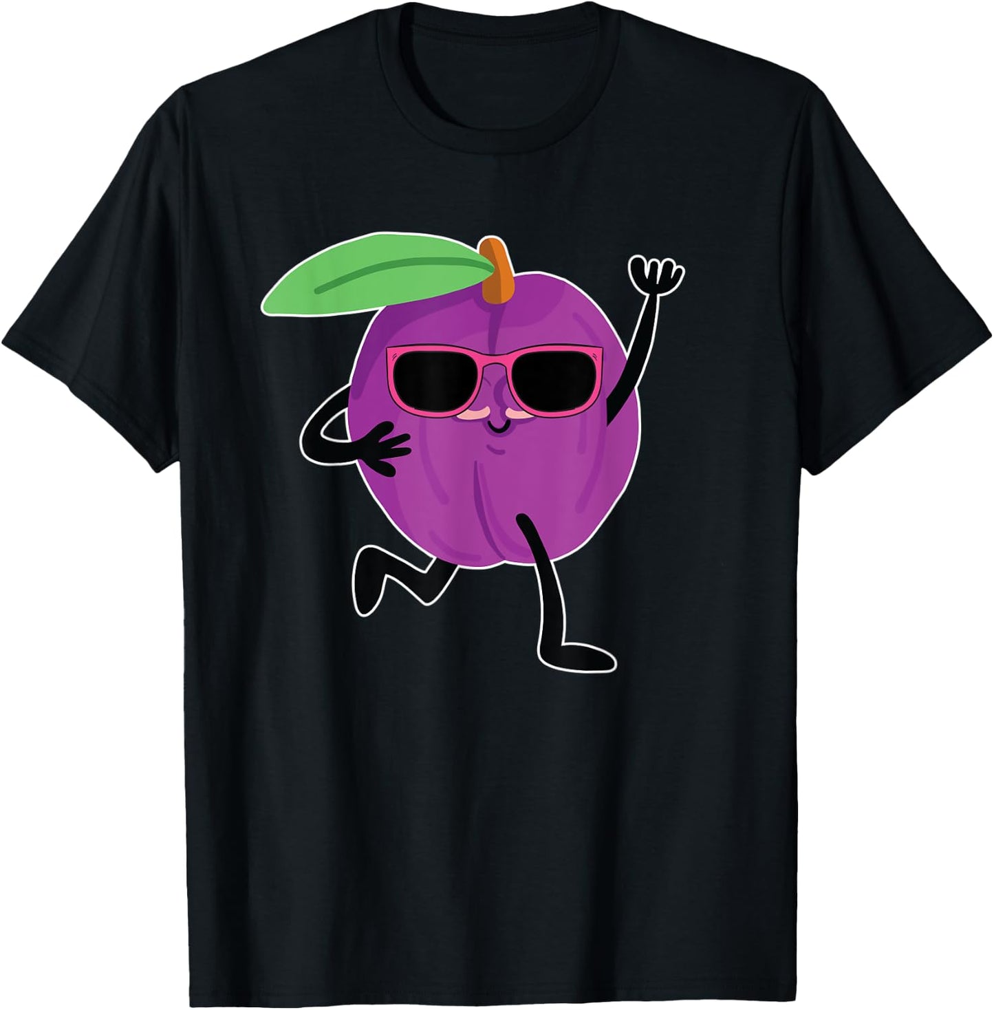 Funny Plum With Sunglasses Cool Plum Fruits T-Shirt - T-Shirt | Black