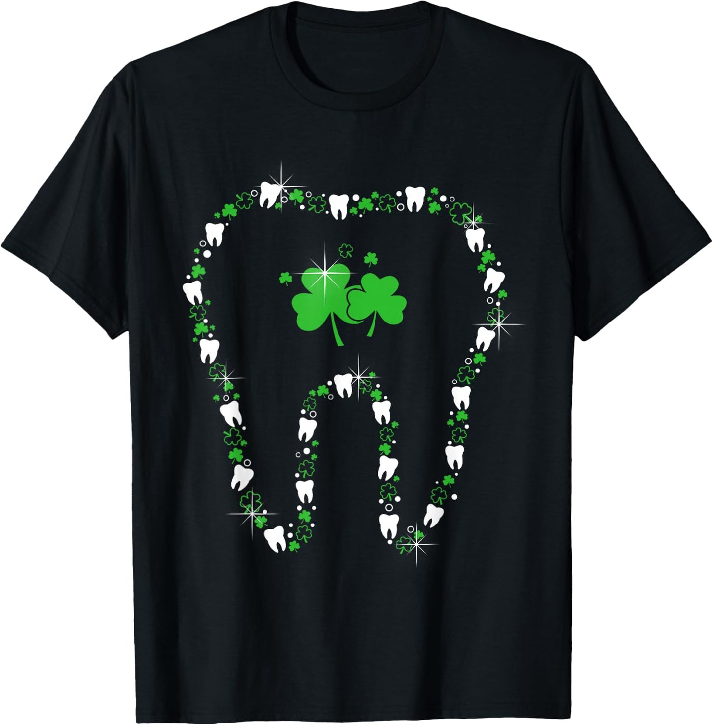 Tooth With Shamrocks Dental Assistant Happy St Patrick's Day T-Shirt - T-Shirt | Black