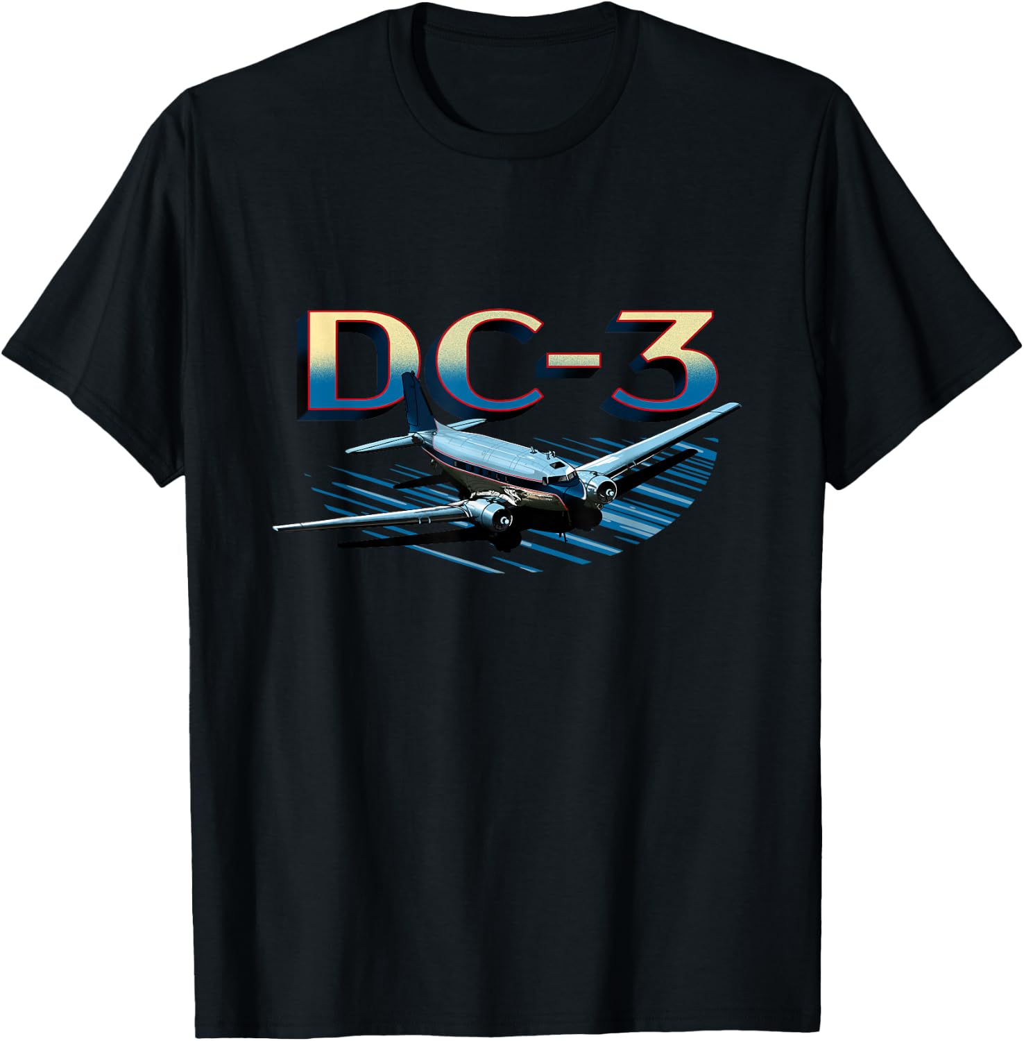 Vintage Airline DC-3 Airplane T-Shirt - T-Shirt | Black