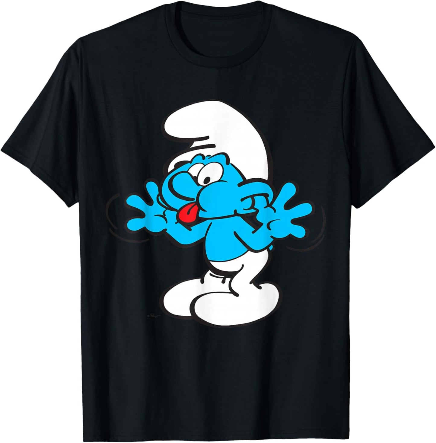 The Smurfs Jokey Smurf Tongue Joyful Blue Comic Smurfette T-Shirt - T-Shirt | Black
