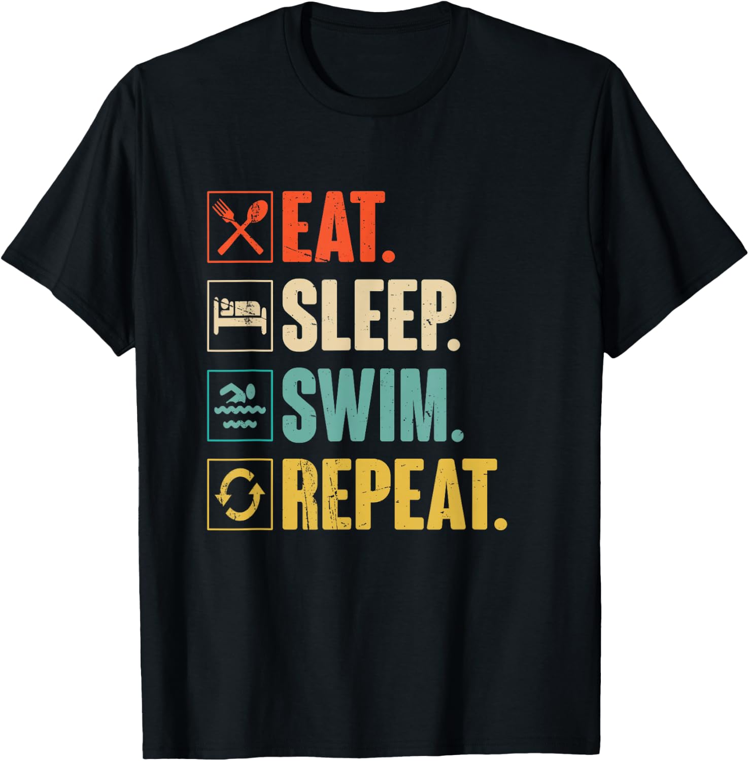 Eat Sleep Swim Repeat Swimming Swimmer Gift T-Shirt - T-Shirt | Black