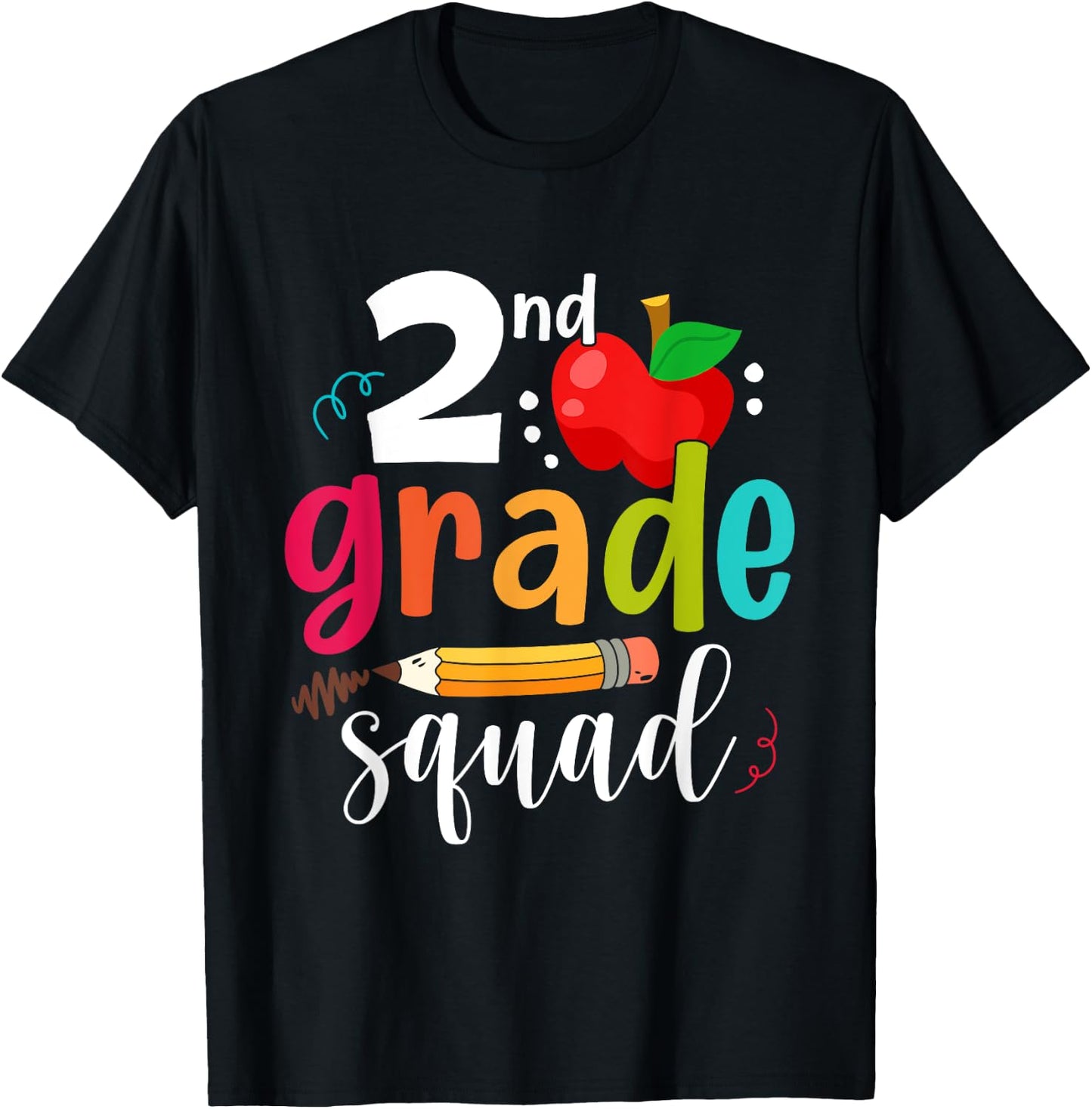 Second Grade Squad Funny Back To School 2nd Graders Teachers T-Shirt - T-Shirt | Black