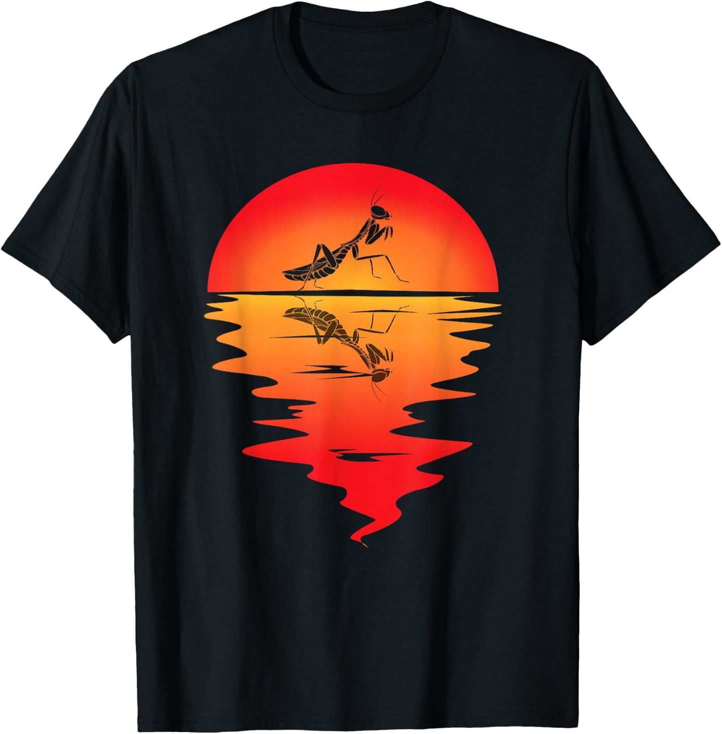 Praying Mantis Vintage Sunset Mantis Praying Mantis Bug T-Shirt - T-Shirt | Black