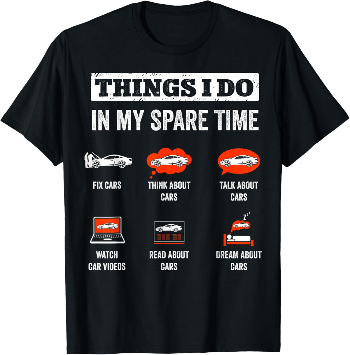 Things I Do In My Spare Time Fix Cars Funny Auto Mechanic T-Shirt - T-Shirt | Black